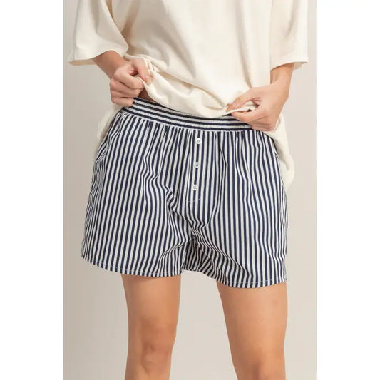 Striped Elastic Waist Boxer Shorts