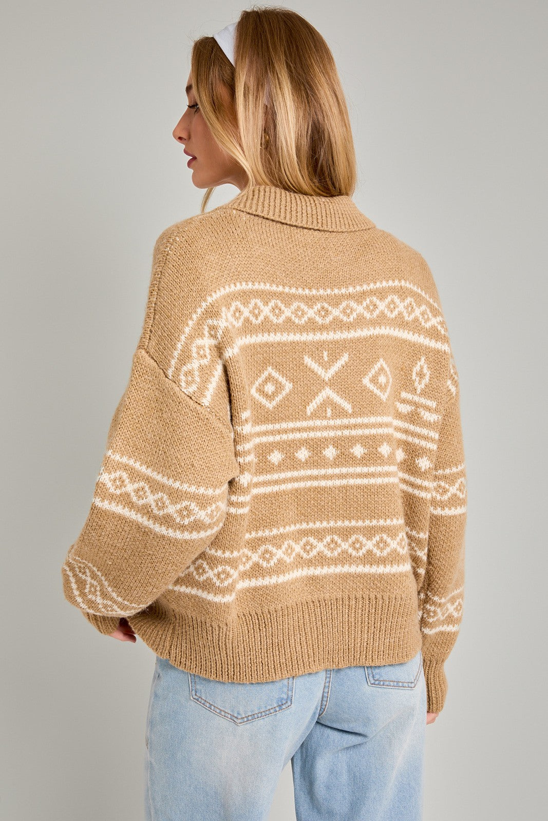 Aztec Zip Up Sweater Jacket