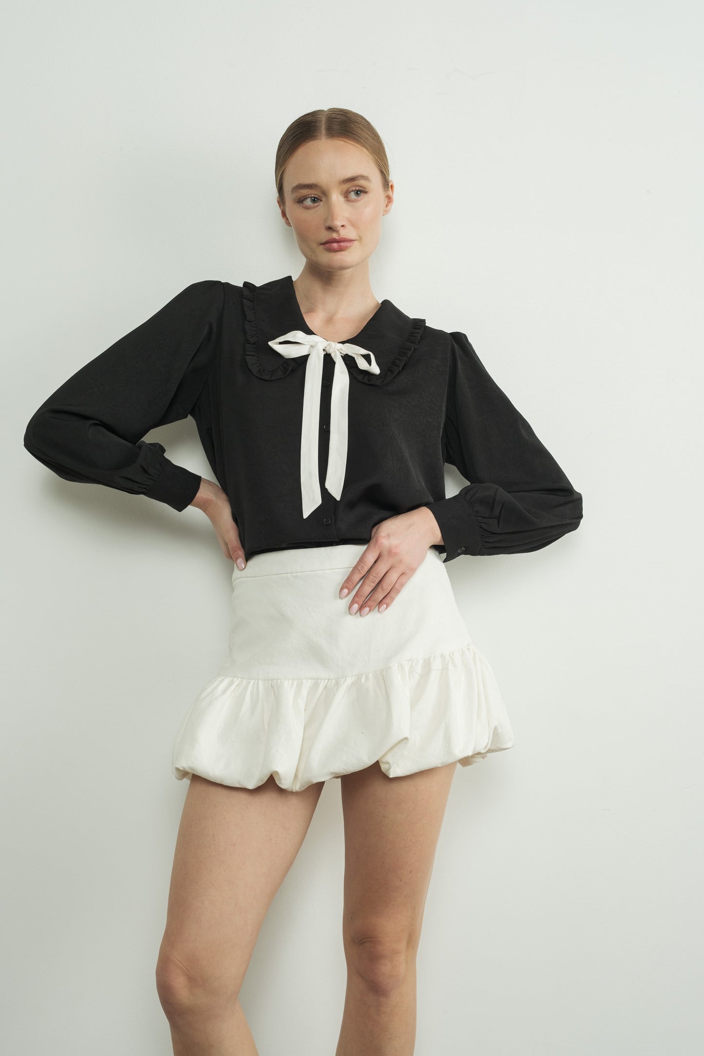 Peter Pan Collar Blouse With Bow Tie