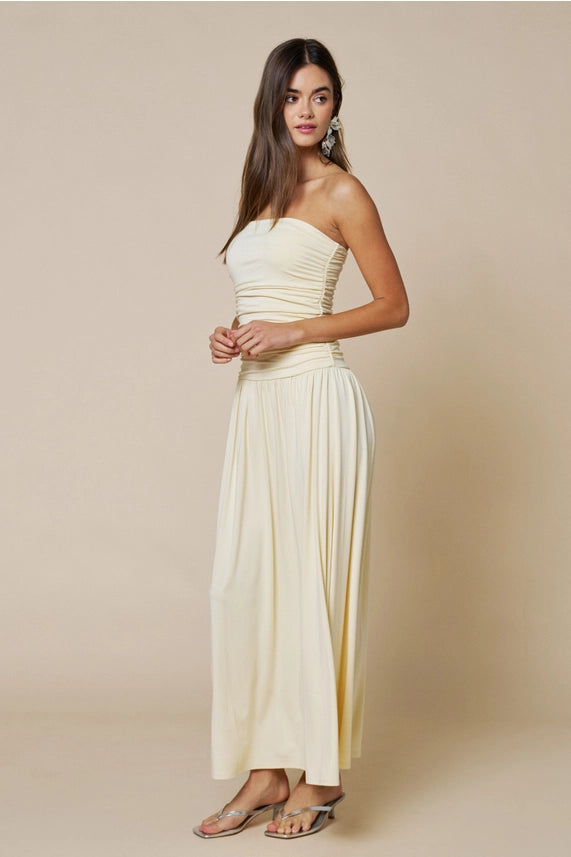 Strapless Ruched Maxi Dress
