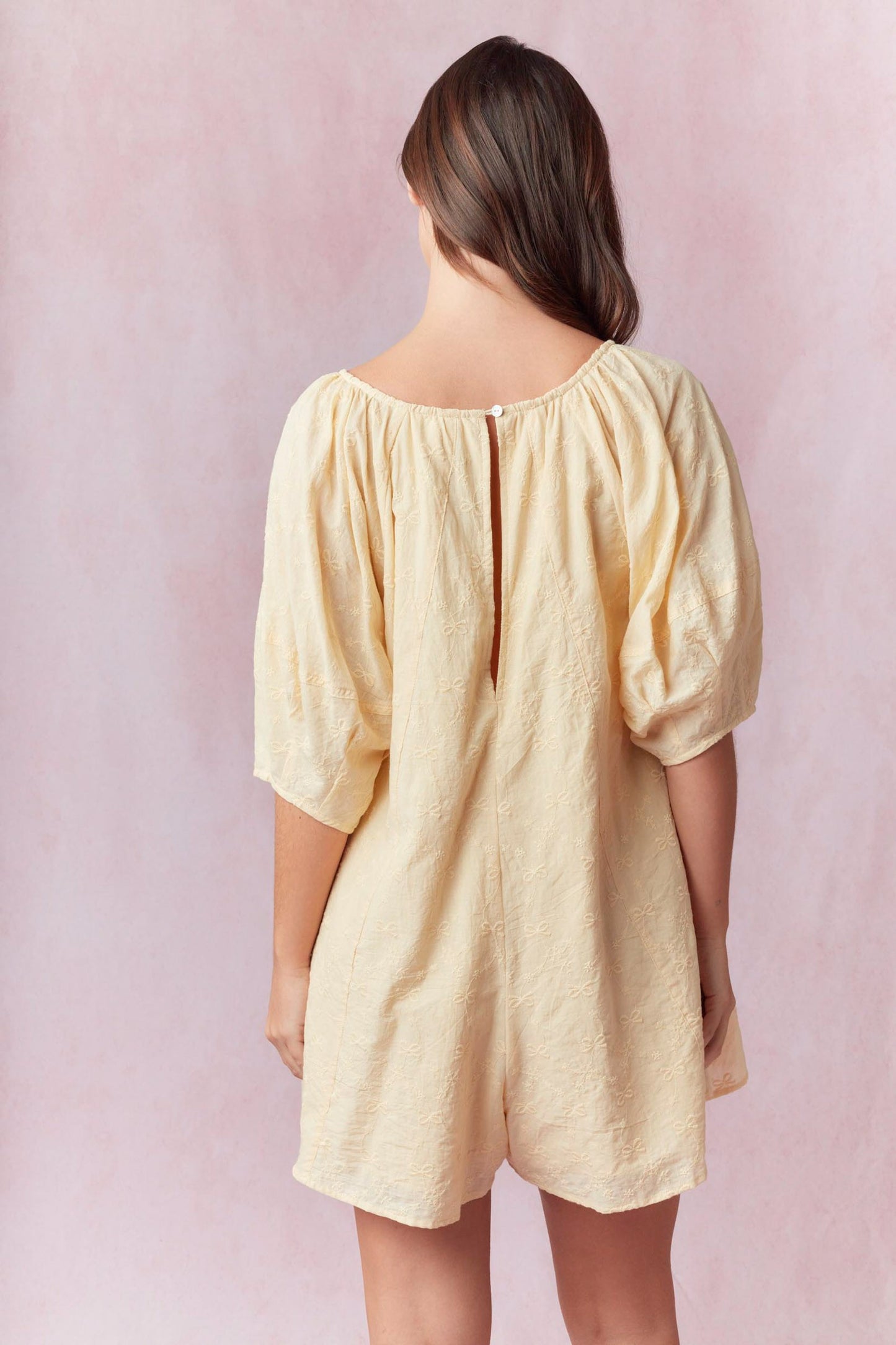 Bow Eyelet Embroidered Romper