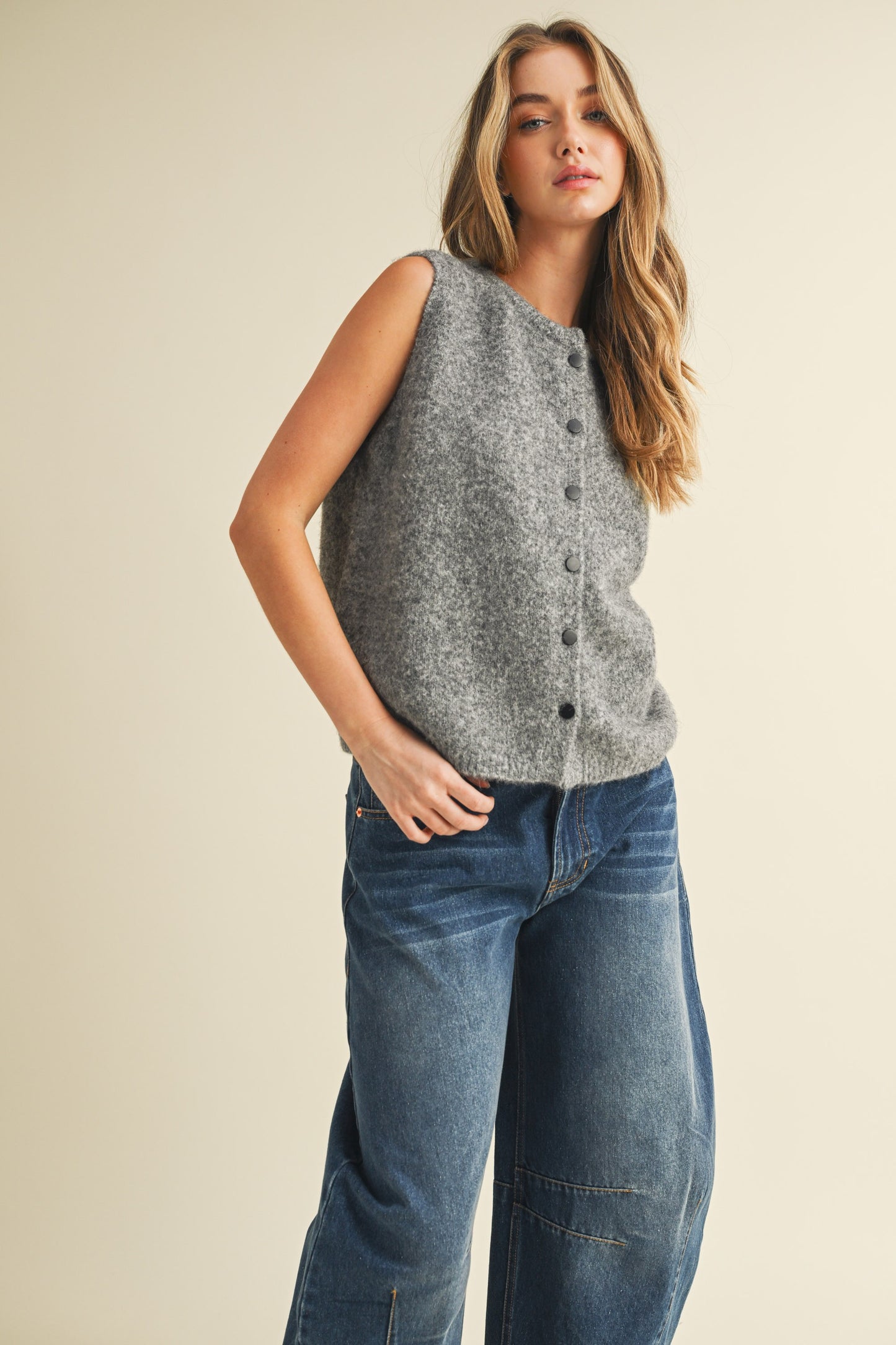 Button Sleeveless Top