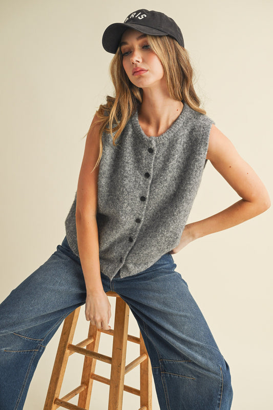 Button Sleeveless Top