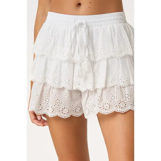 Eyelet Ruffle Shorts