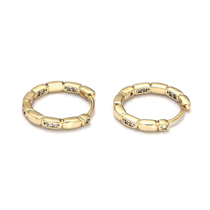 Gold patterned Huggie Earrings