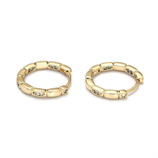 Gold patterned Huggie Earrings