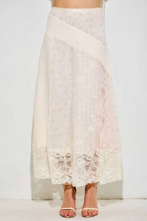 Lace Patchwork Maxi Skirt