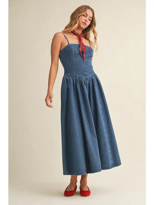 Detachable Strap Denim Dress