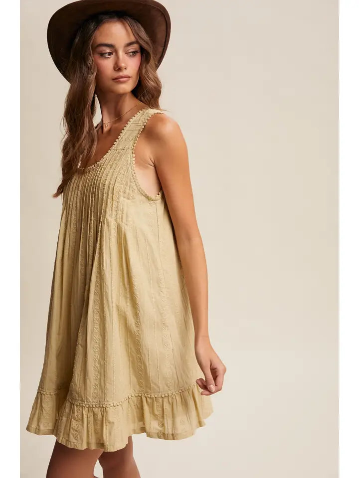 Textured Pintuck Mini Dress