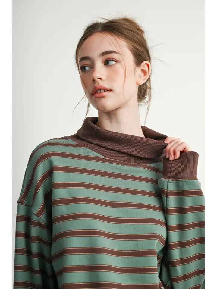 Striped Turtleneck Sweatshirt