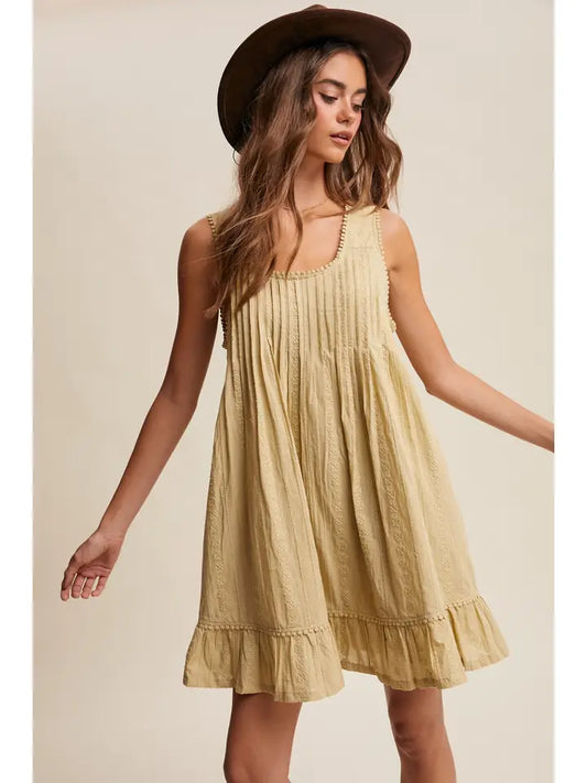 Textured Pintuck Mini Dress