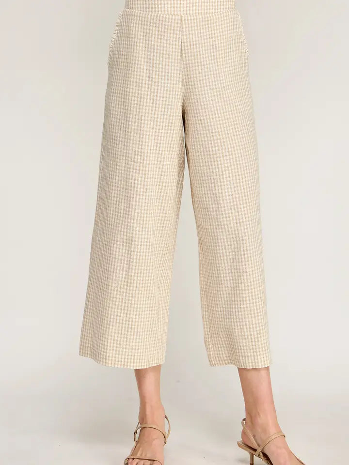 Ruffle Detail Gingham Print Pants