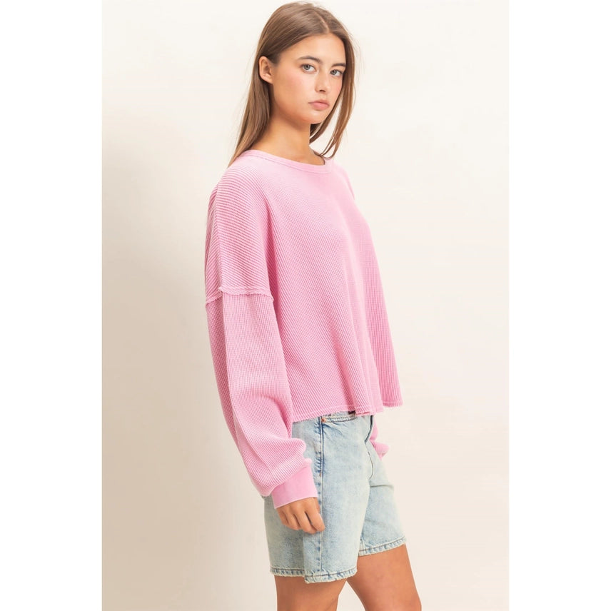Mineral Wash Waffle Oversized Top