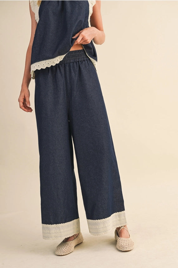 Denim Lace Trim Set