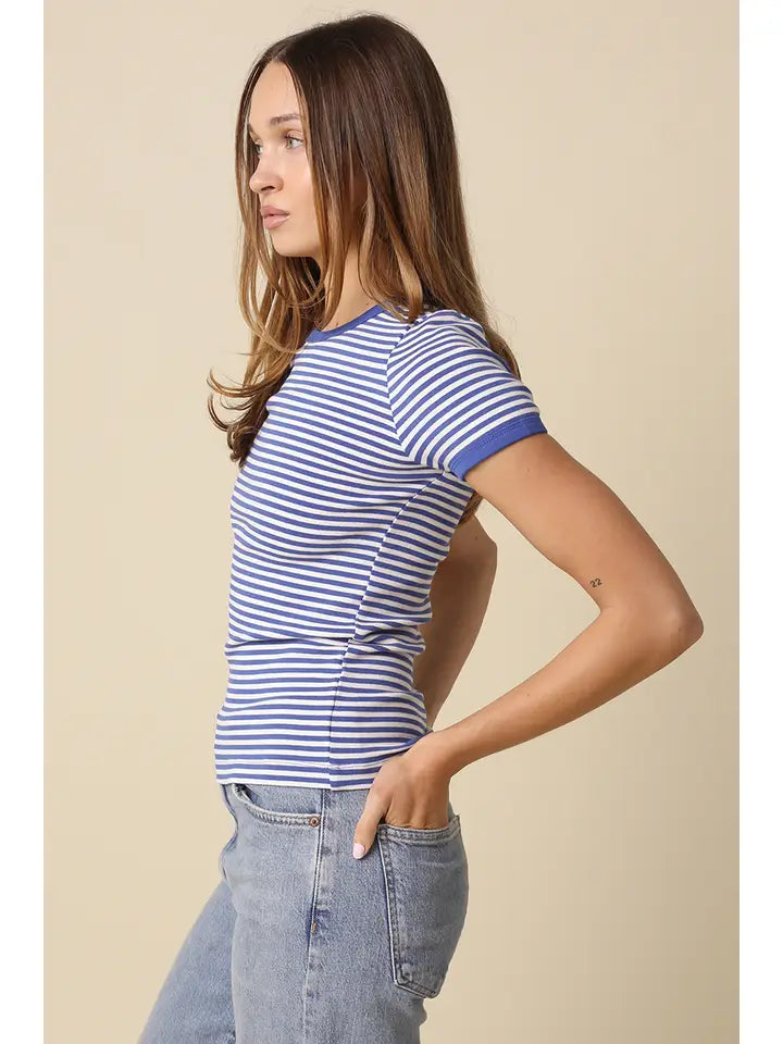 Olivia Striped Contrast Baby Tee