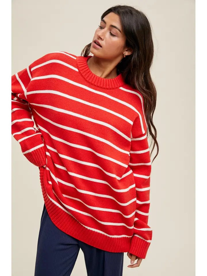 Oversized Striped Knit Sweater