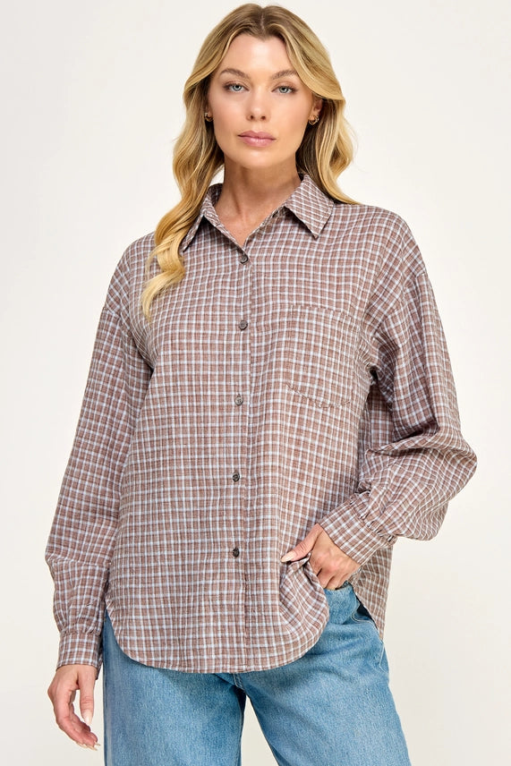 Plaid Button Down Blouse