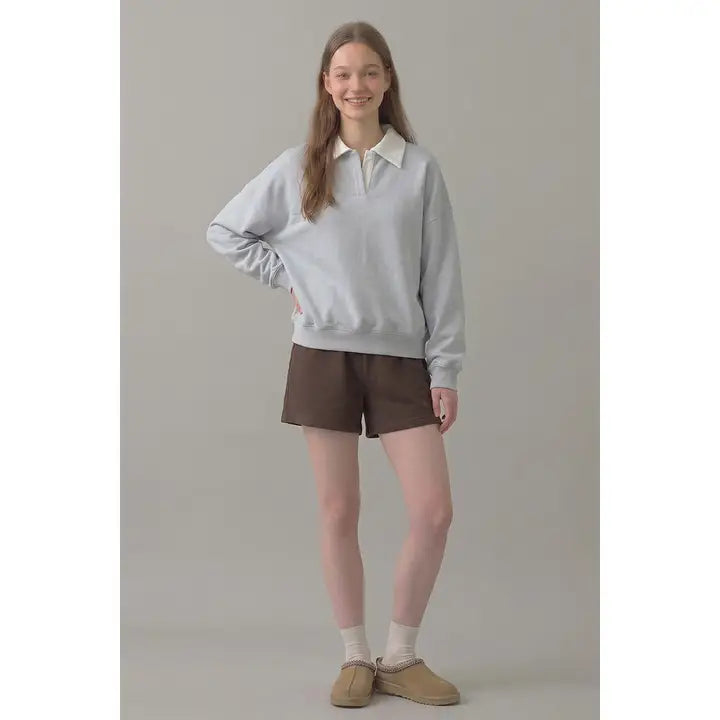 Pre Shrunk Cotton Fleece Collared Sweatshirt
