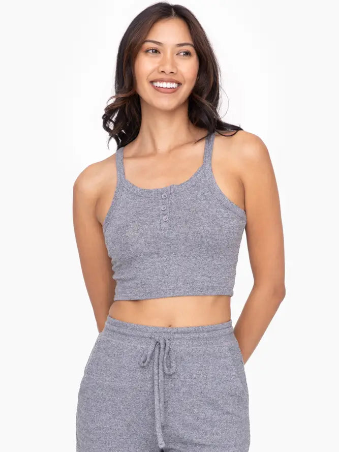 Brushed Cropped Henley Cami Top