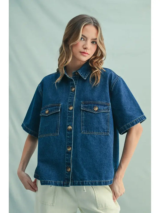 Button-Up Denim Shirt