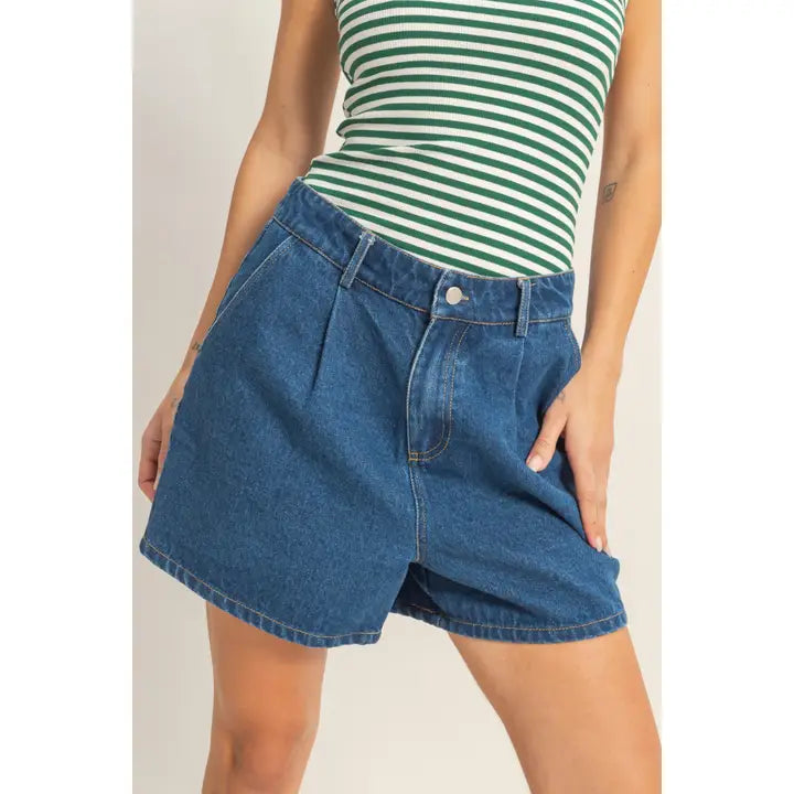 Enzyme Wash Denim Shorts