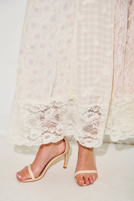 Lace Patchwork Maxi Skirt