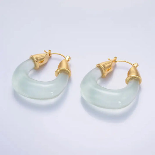 Gold Quartz Crystal Chunky Hoops