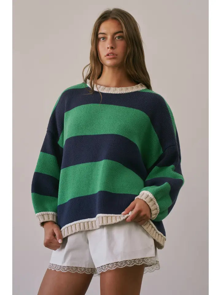 Pierre Heavy Weight Contrast Stripe Sweater