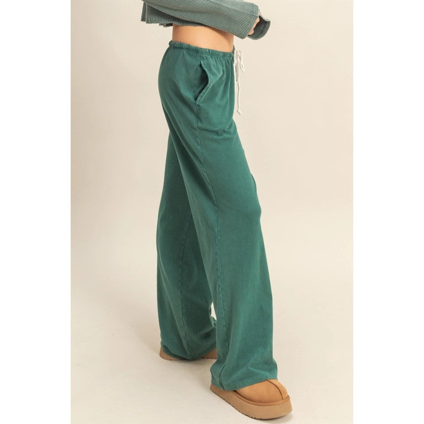 Mineral Washed Drawstring Waist Relaxed Pants
