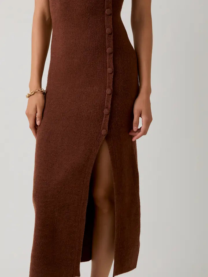 Round Neck Sleeveless Slit Sweater Dress
