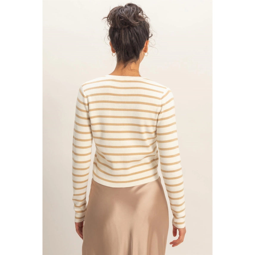 Striped Button-Up Cardigan