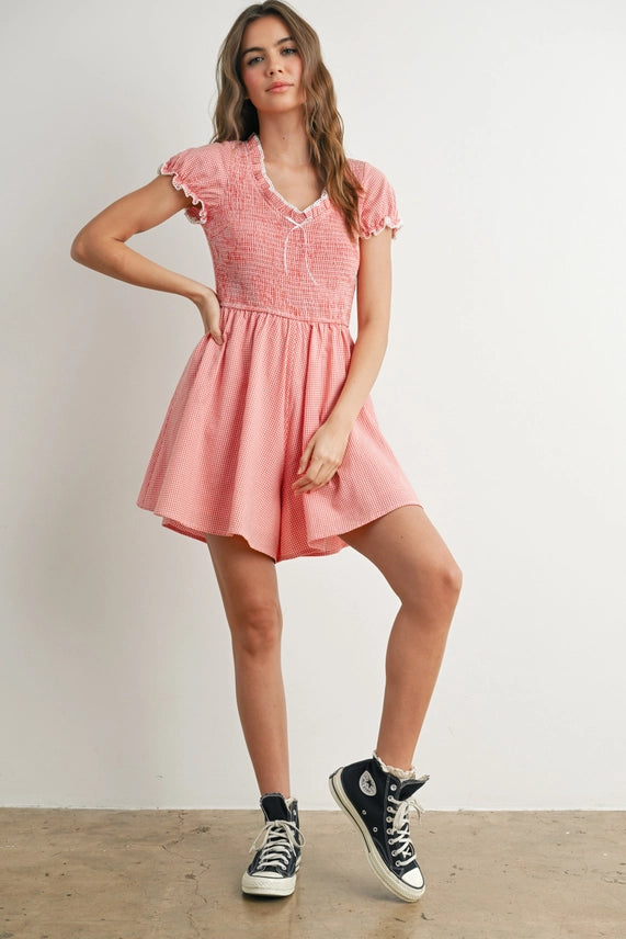 Puff Sleeve Gingham Mini Dress
