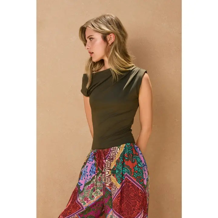 Throw and Go Asymmetrical Drape Bodysuit