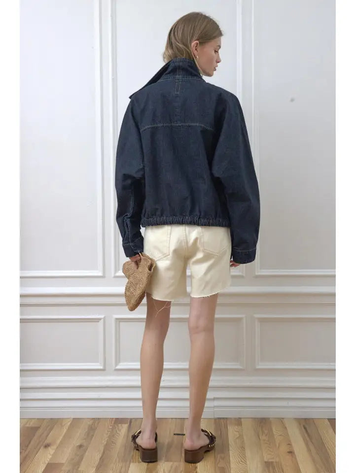 High Neck Denim Jacket