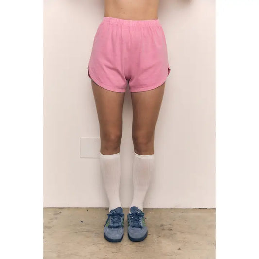 High-Waist Mineral Washed Cotton Jersey Dolphin Short