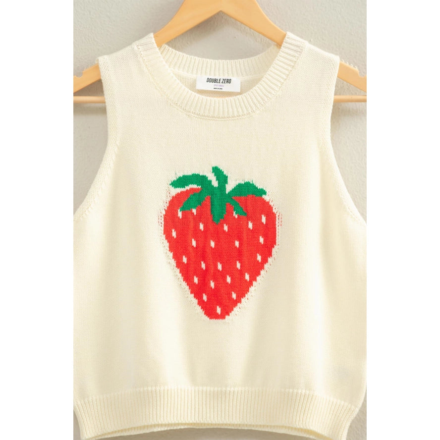 Strawberry Sleeveless Knit Top