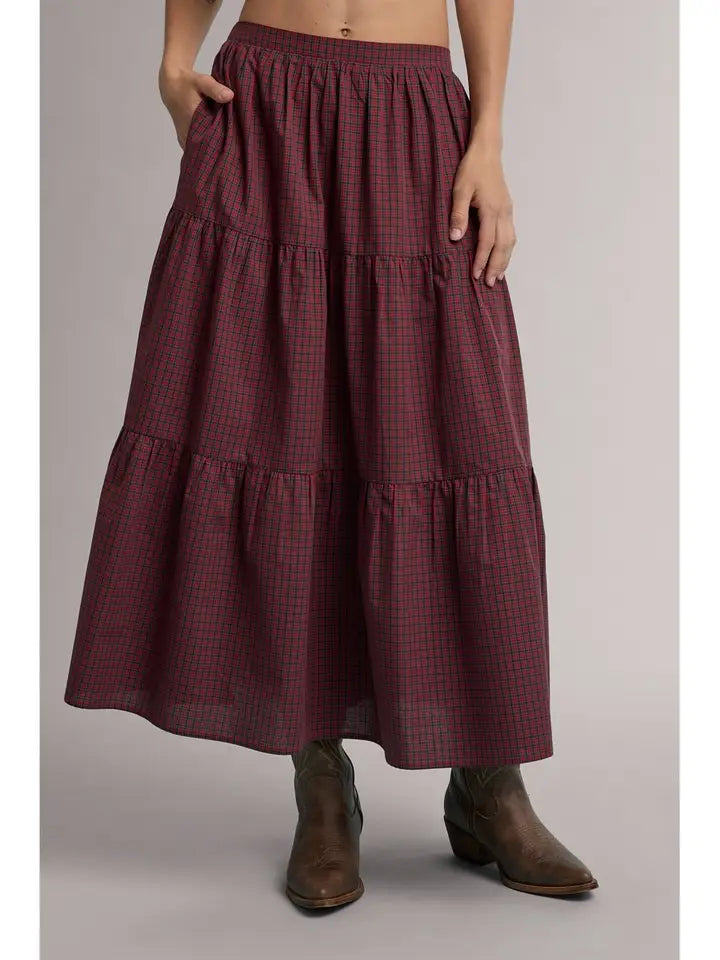 Gingham Tiered Maxi Skirt