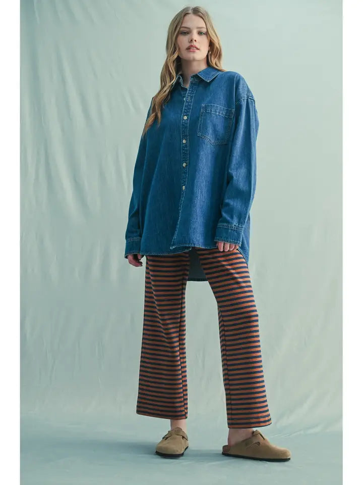 Washed Button-Up Denim Shirt