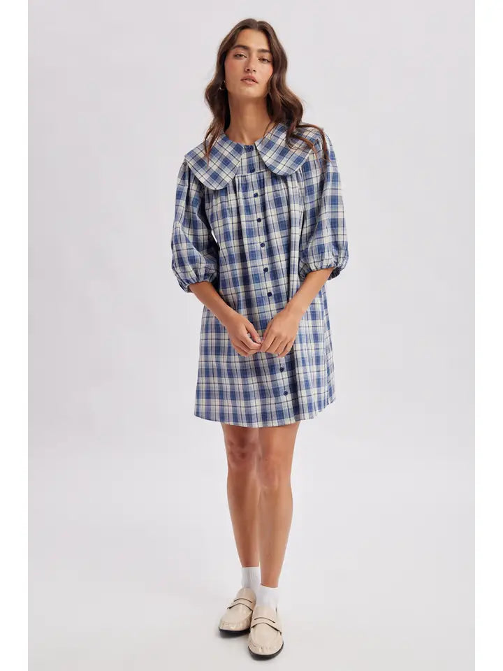 Collared Plaid Mini Dress