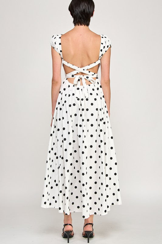 Polka Dot Bubble Cap Sleeve Dress