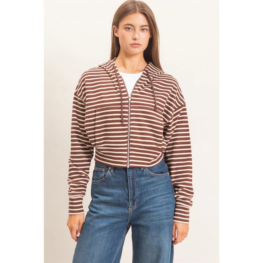 Striped Zip-Up Hoodie