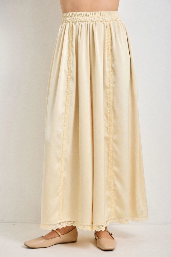 Lace Trim Satin Pants