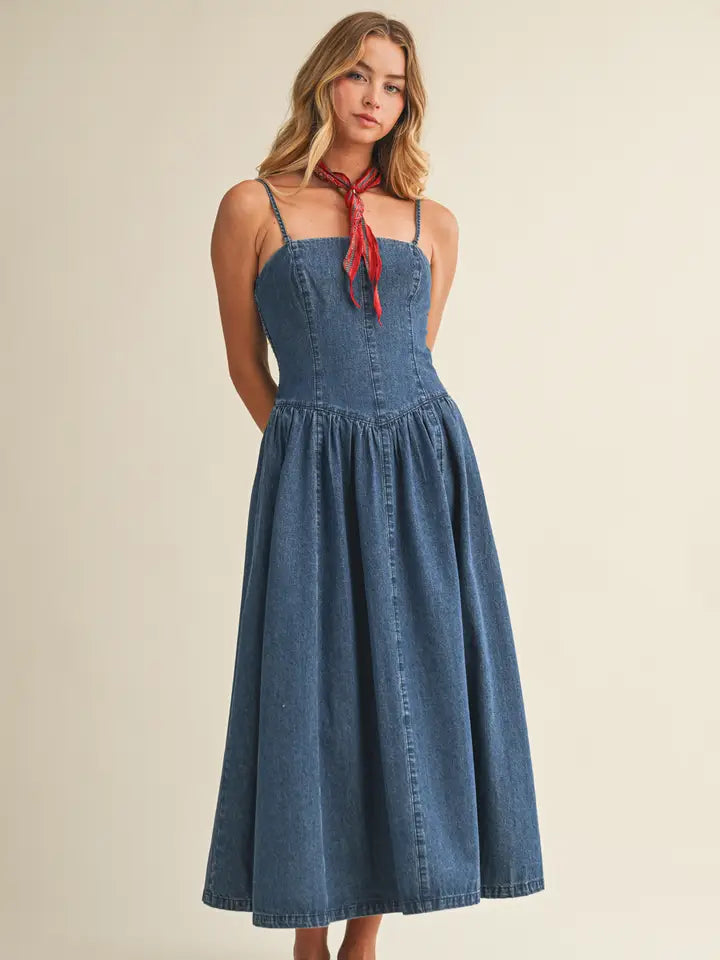 Detachable Strap Denim Dress