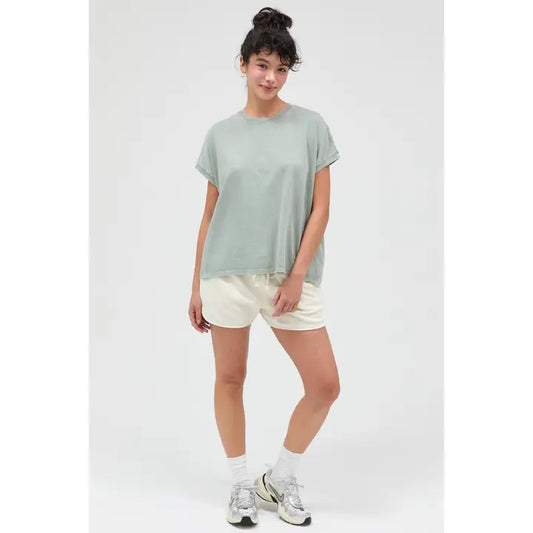 Capped Sleeve Mineral Wash T-Shirt