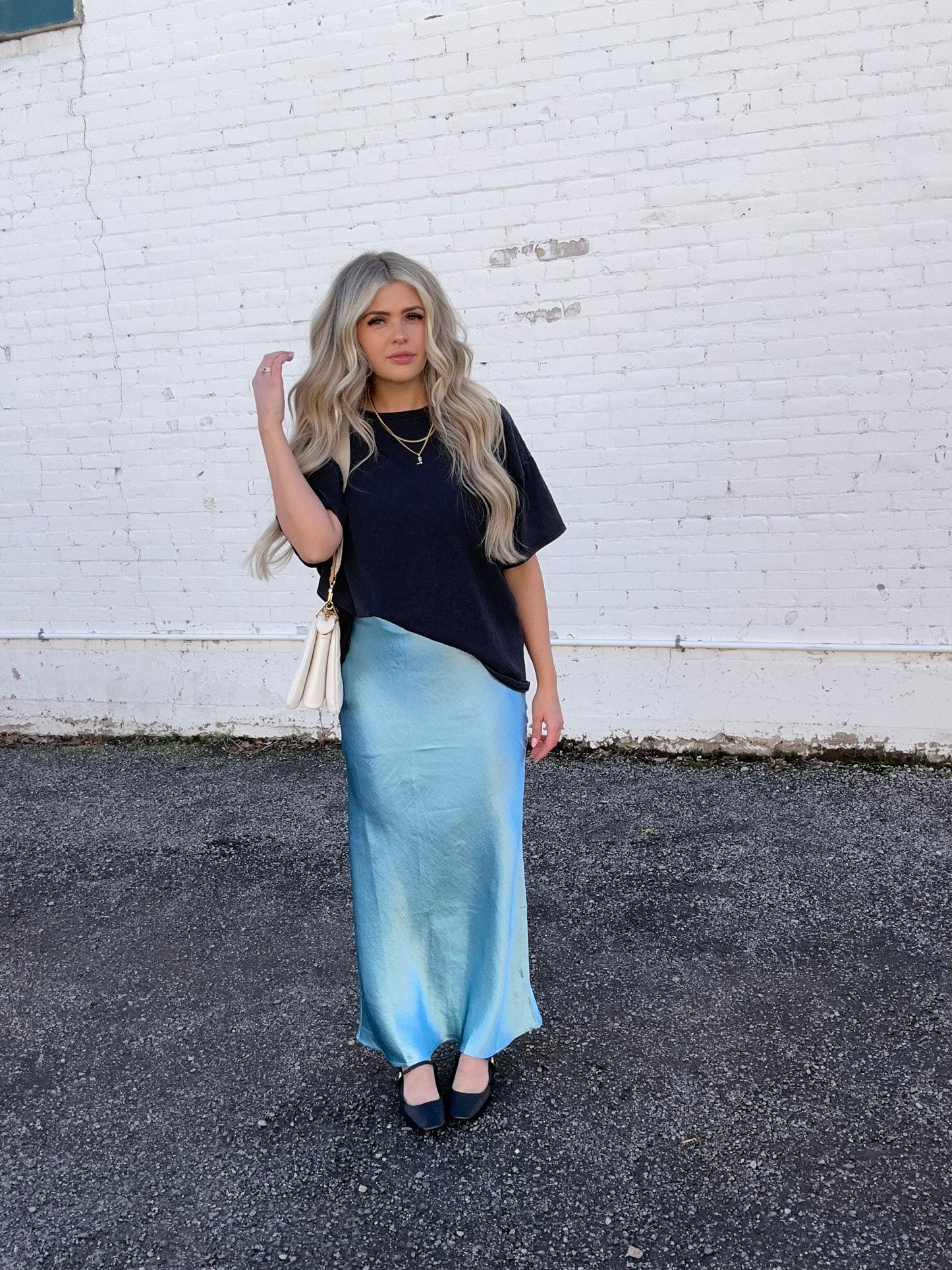 Dolphin Blue Silk Skirt
