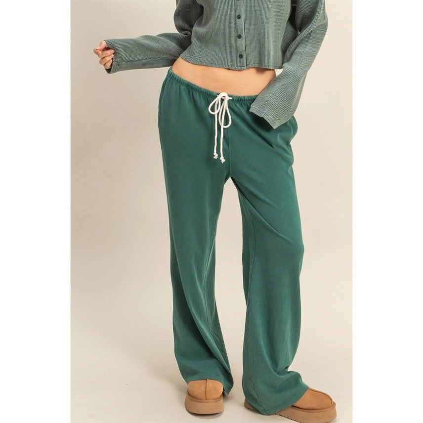 Mineral Washed Drawstring Waist Relaxed Pants