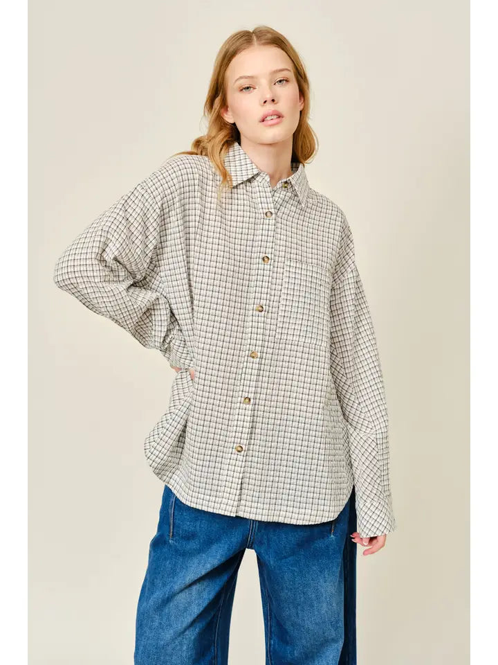 Plaid Washed Oversized Shirts