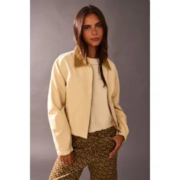 Corduroy Collar Zip Up Jacket