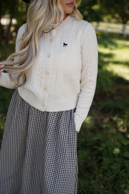 Horse Embroidery Knit Cardigan