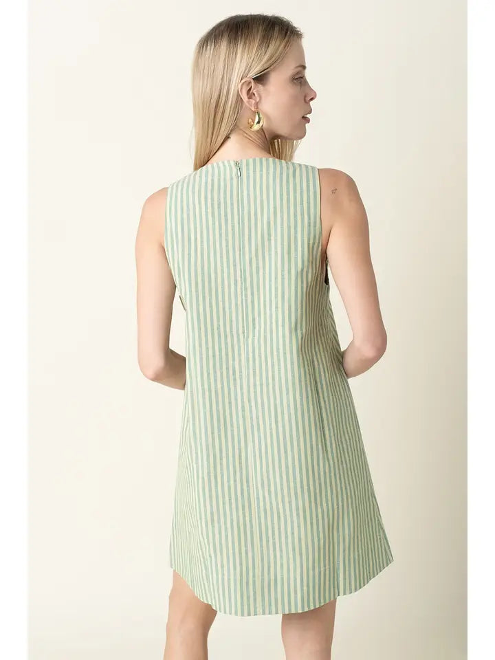 Lisa Stripe Sleeveless Shirt Dress